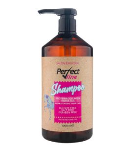 شامپو ترمیم کننده پرفکت لاین حاوی پروتئین و کلاژن فاقد سولفات مناسب انواع مو حجم 1000 میلی لیتر